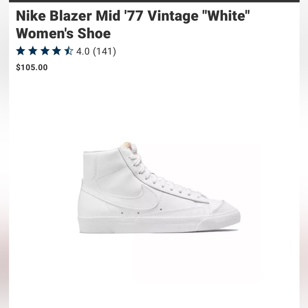 Nike Blazer Mid 77’ Vintage Women’s Shoes, All white size 8
